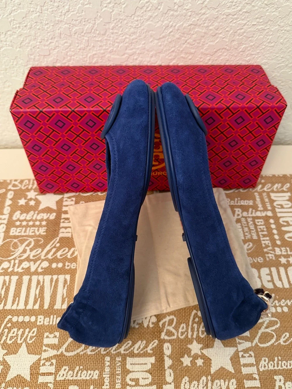 NIB Tory Burch Minnie Travel Ballet Suede Flats